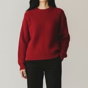 Athleta Sweater Cascades Crew Wool Chunky Knit Red Oversized XL